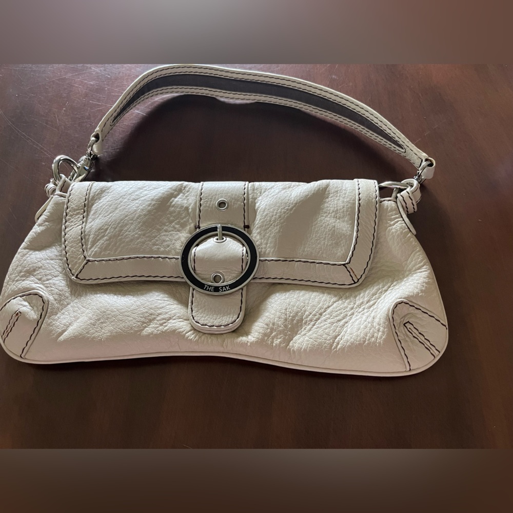 The Sak Cream Shoulder Bag with Circular Metal Detail